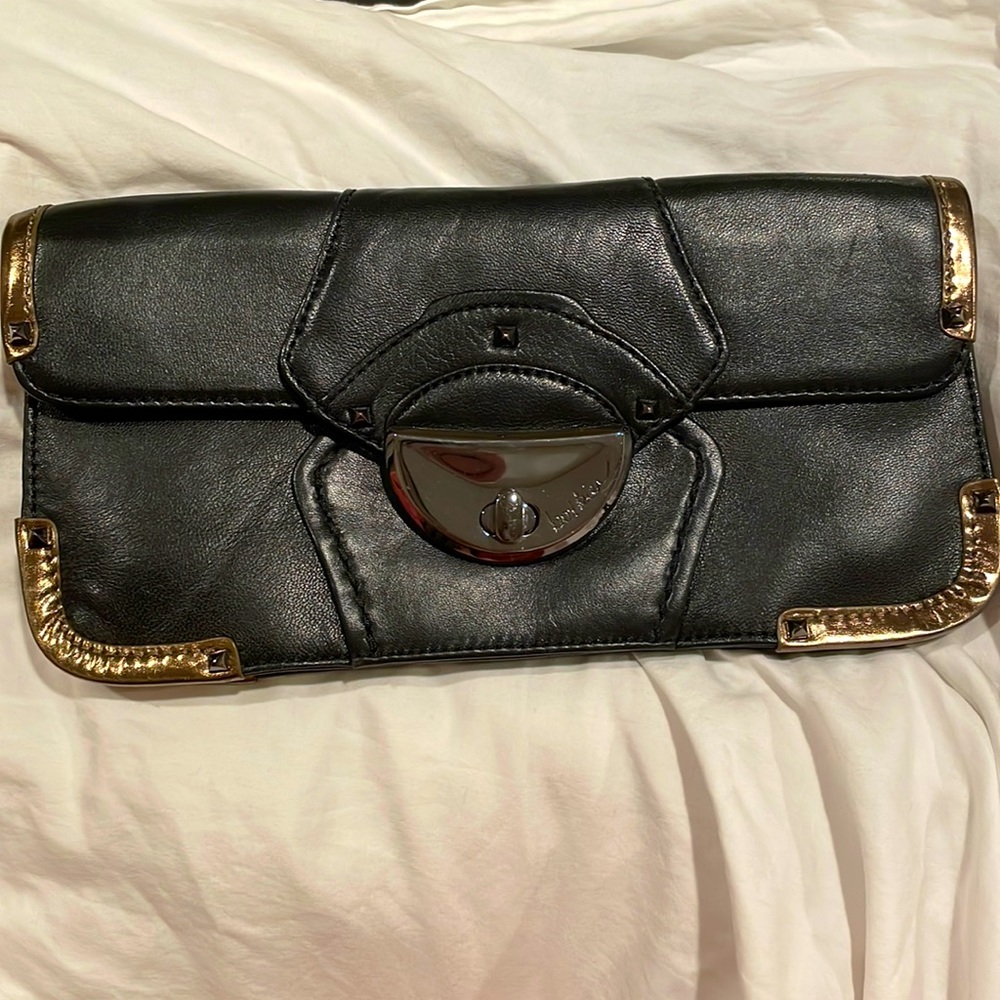Botkier black and gold clutch bag